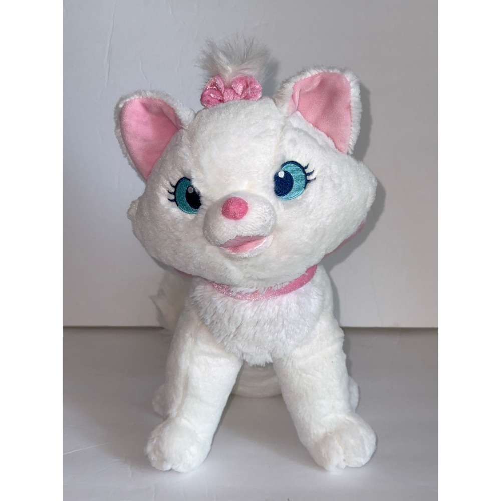Disney Store Marie Plush The Aristocats White Cat Pink Bows Shimmer Stuffed Toy